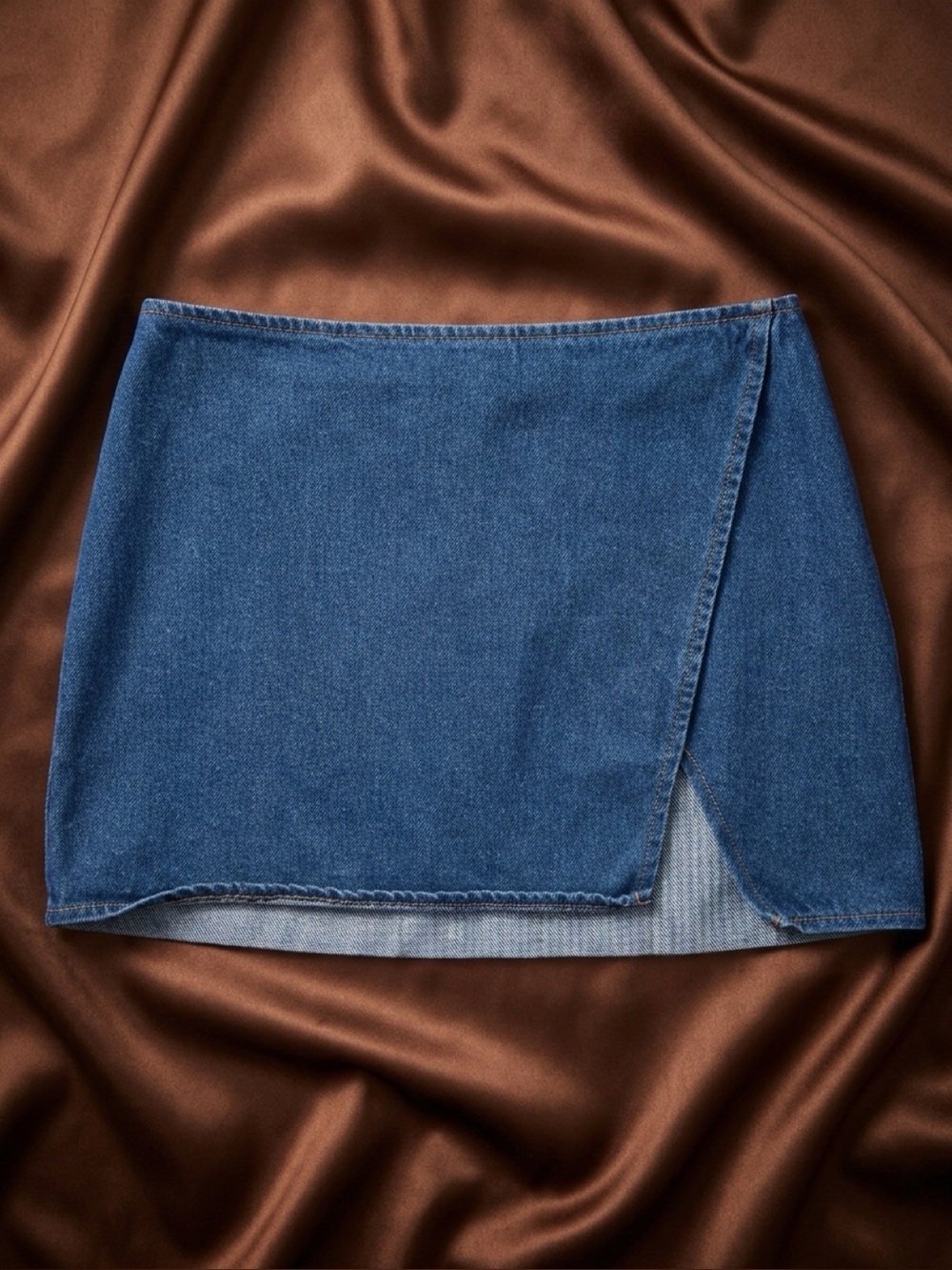 Olivaceous  Blue Denim Mini Skirt